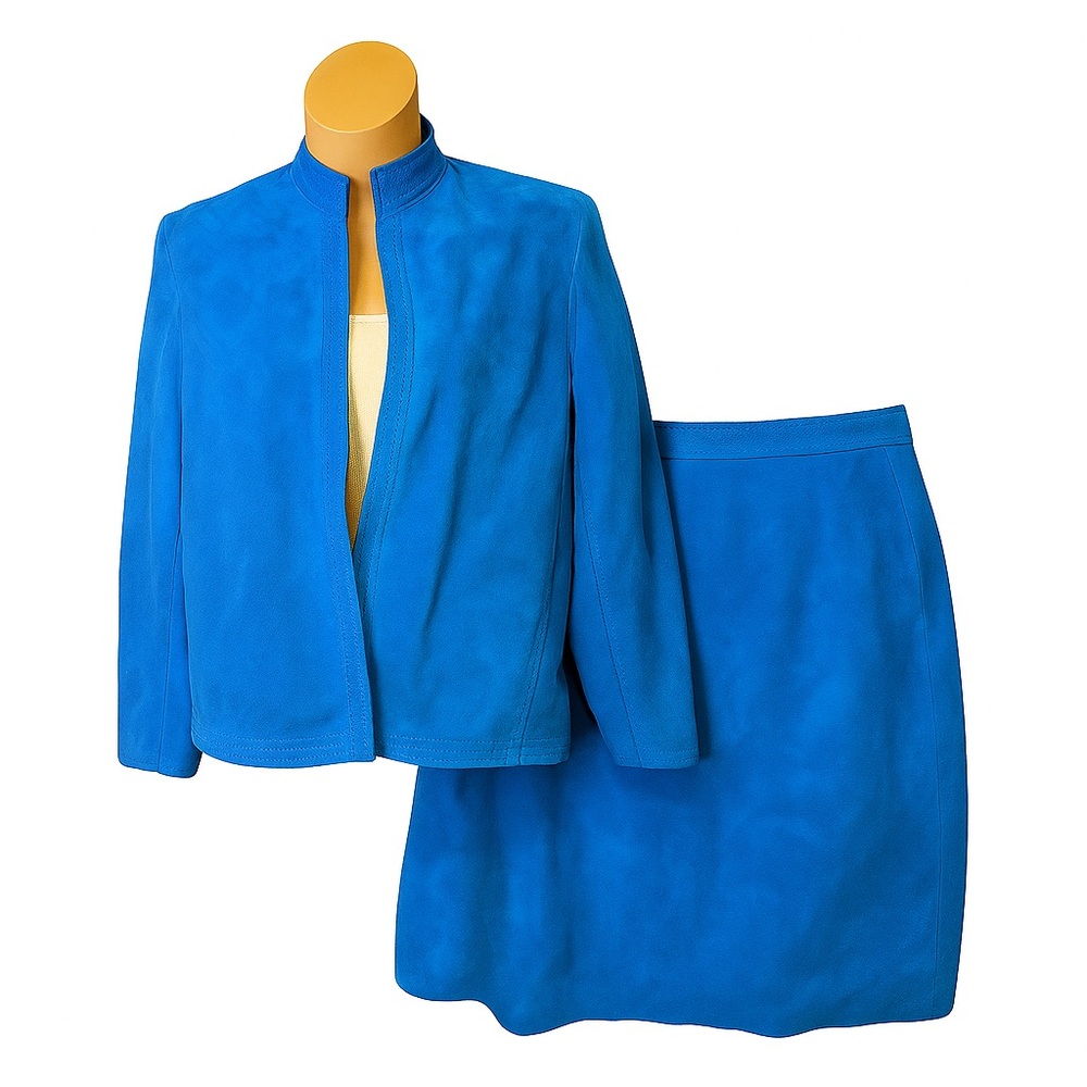Vintage Ultra Suede Blue Skirt Set – Soft Luxe Fabric Margie Simpson